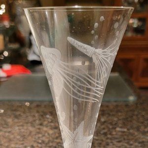 Artel Champaign "Sea Creatures" Flute Crystal Glass New